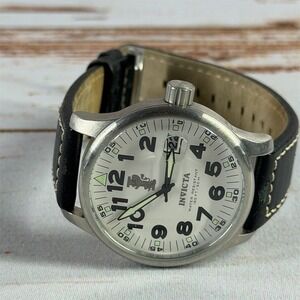 Invicta Men's Specialty Watch White Dial Brown Leather Band 44mm Quartz 100m